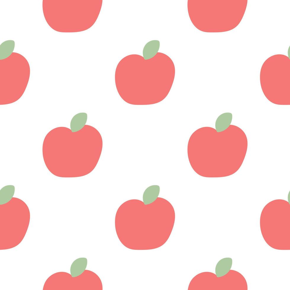 rote äpfel mit hand gezeichnetem nahtlosem muster des blattes vektor