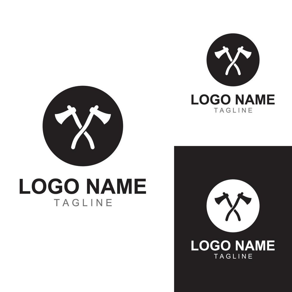 yxa logotyp eller yxa logotyp med begrepp design vektor illustration mall.