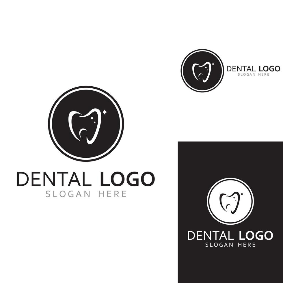 dental logotyp, logotyp för dental hälsa, och logotyp för dental vård. använder sig av en mall illustration vektor design begrepp