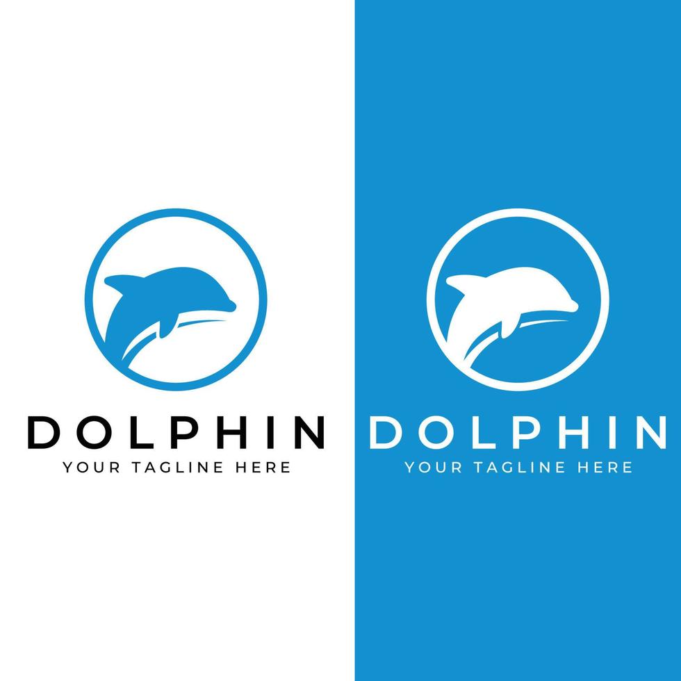 delfin logotyp. delfin Hoppar på de vågor av hav eller strand. med vektor illustration redigering.