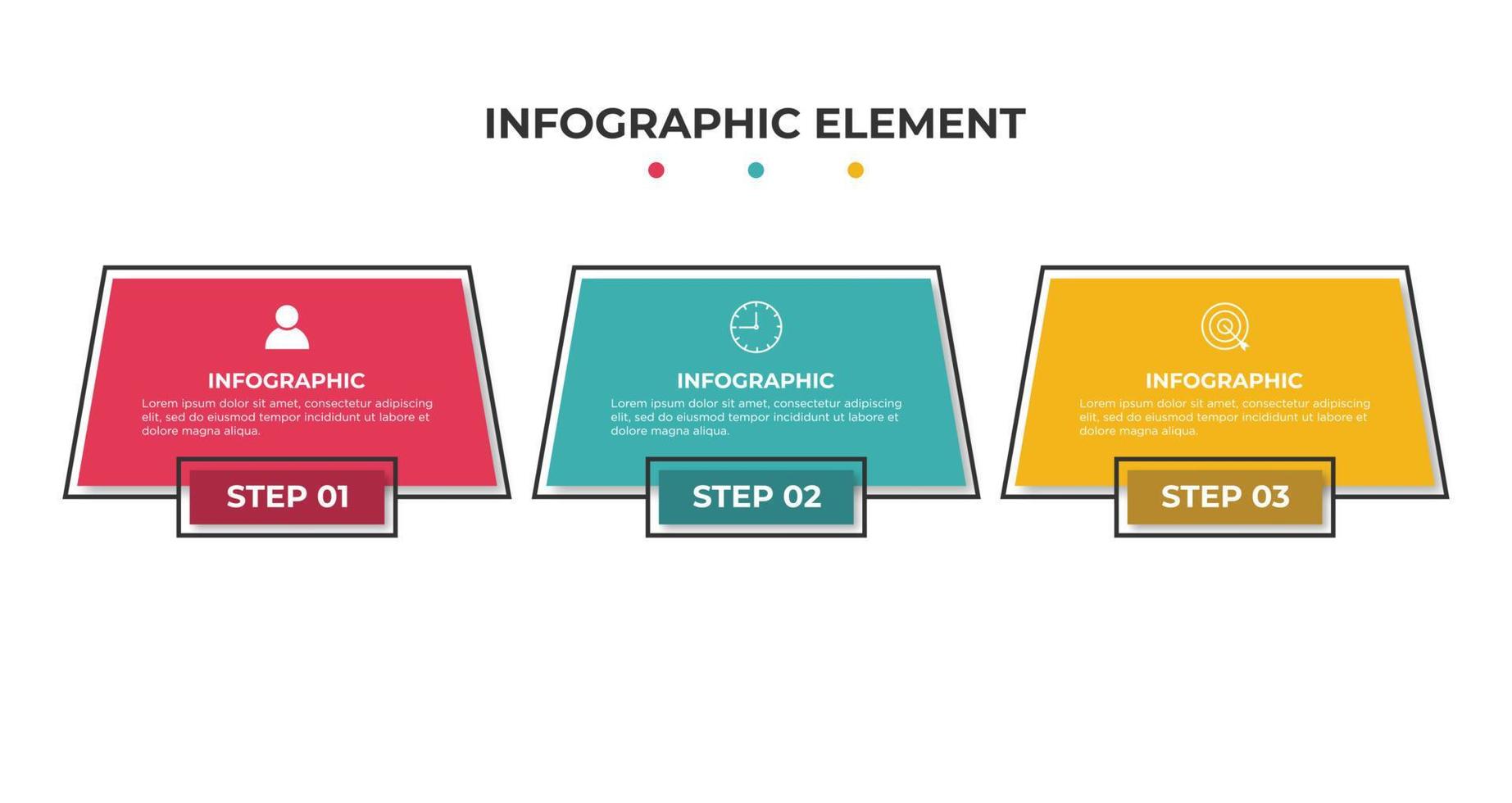 Vektor-Infografik-Designvorlage mit 3 Optionen oder Schritten vektor