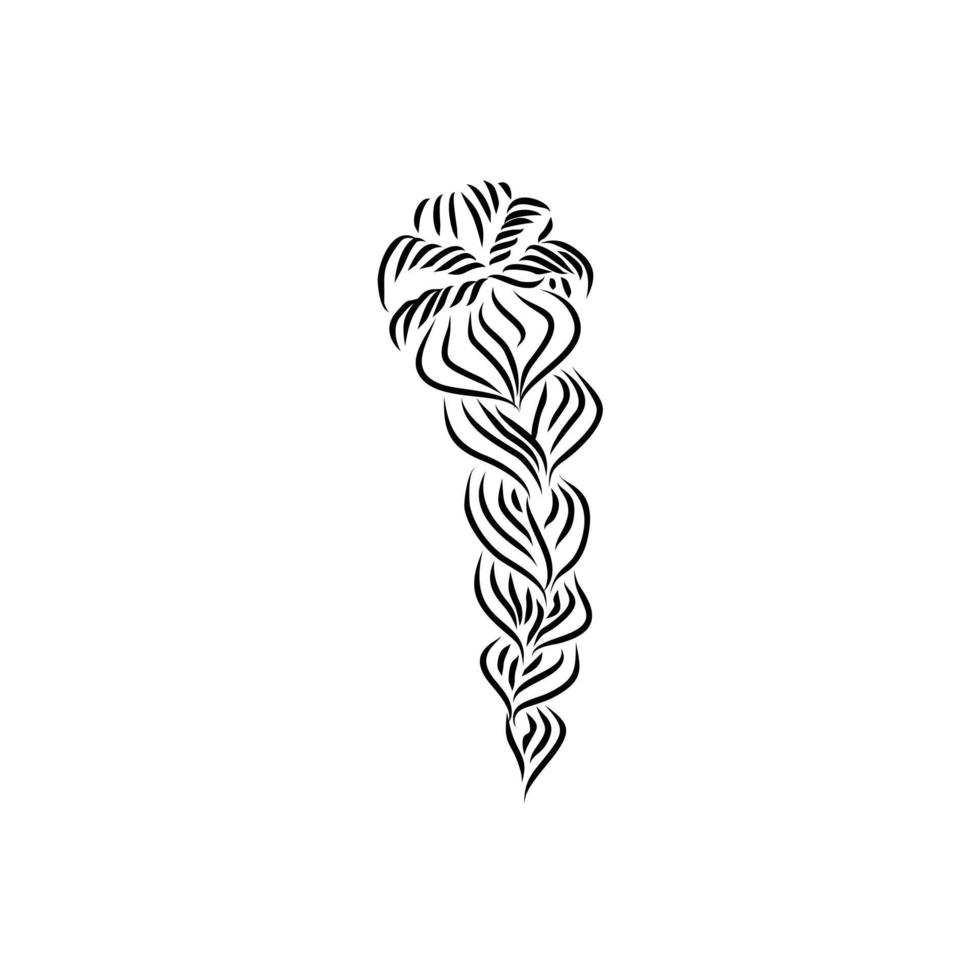 langes Haar Zopf dicker Zopf weibliche Rückansicht Umriss Logo Design Vektorgrafik Illustration Zeichen und Symbol für Mode Schönheitssalon vektor