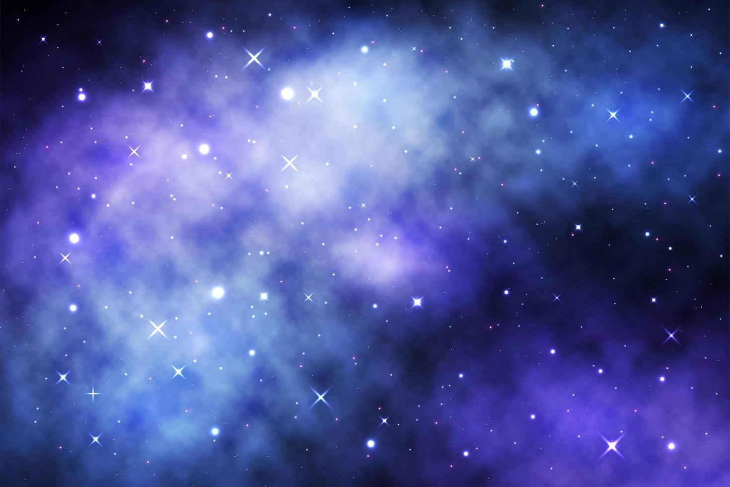 blå rymdgalax med lysande stjärnor och nebulosa vektor