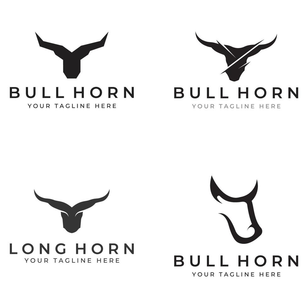 tjurhuvud horn logotyp. med hjälp av en vektor illustration mall designkoncept.