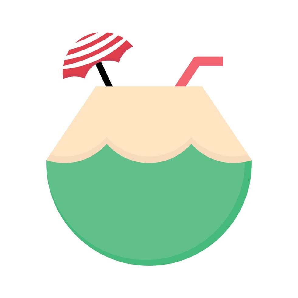 Flache Kokosnuss-Cocktail-Ikone. Kokosnuss mit Getränkesymbol für Menü-, Web- und Grafikdesign. Vektor-Illustration. vektor