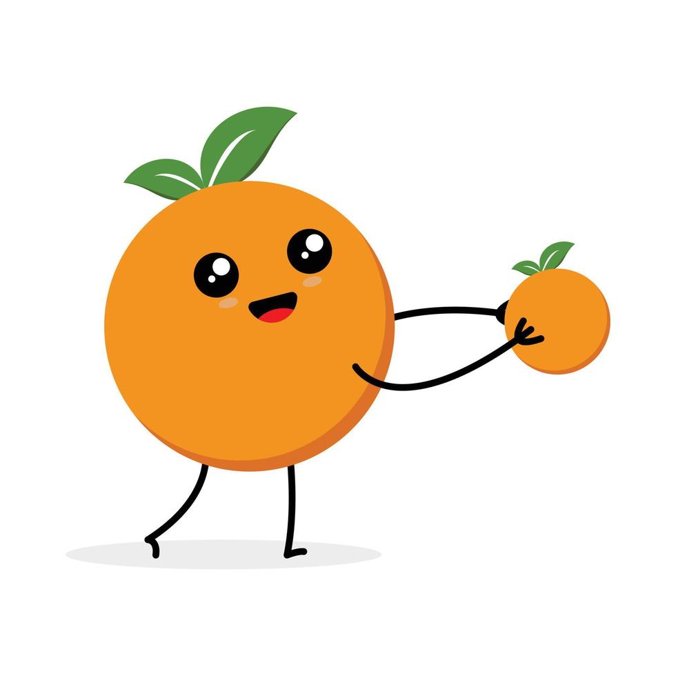 niedliche orange charaktervektorillustration. niedliches orange design bringt orangen für menü, web, grafikdesign und kinderkarikatur vektor