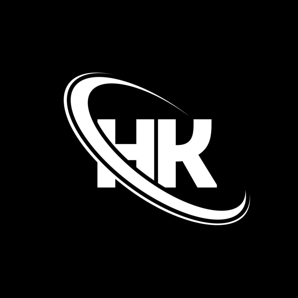 hk-Logo. HK-Design. weißer hk-buchstabe. HK-Brief-Logo-Design. Anfangsbuchstabe hk verknüpfter Kreis Monogramm-Logo in Großbuchstaben. vektor