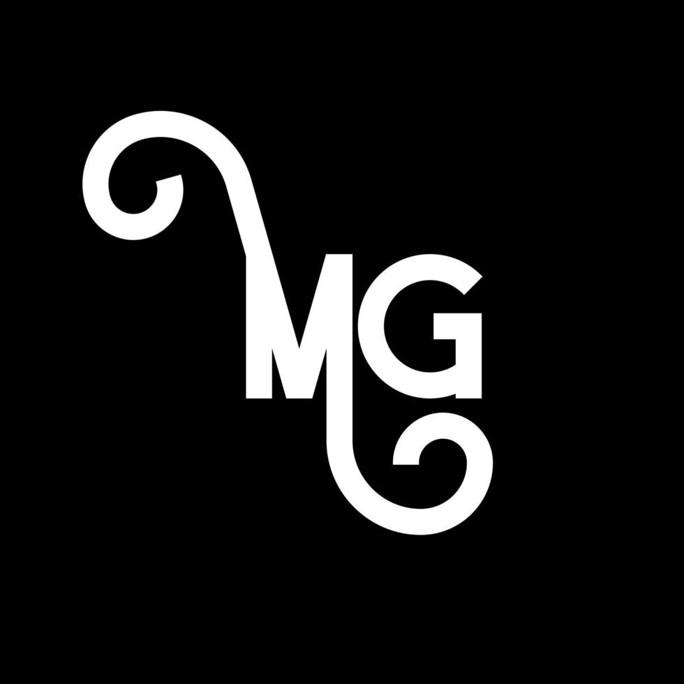 mg bokstavslogotypdesign. inledande bokstäver mg logotypikon. abstrakt bokstav mg minimal logotyp formgivningsmall. mg brev design vektor med svarta färger. mg logotyp