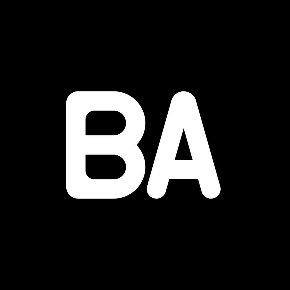 ba-Buchstaben-Logo-Design auf schwarzem Hintergrund. ba kreatives Initialen-Buchstaben-Logo-Konzept. ba Briefgestaltung. b weißes buchstabendesign auf schwarzem hintergrund. ba, ba-Logo vektor