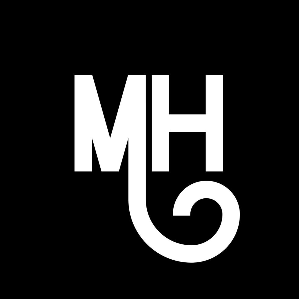 mh bokstavslogotypdesign. initiala bokstäver mh logotyp ikon. abstrakt bokstav mh minimal logotyp formgivningsmall. mh bokstav design vektor med svarta färger. mh logotyp