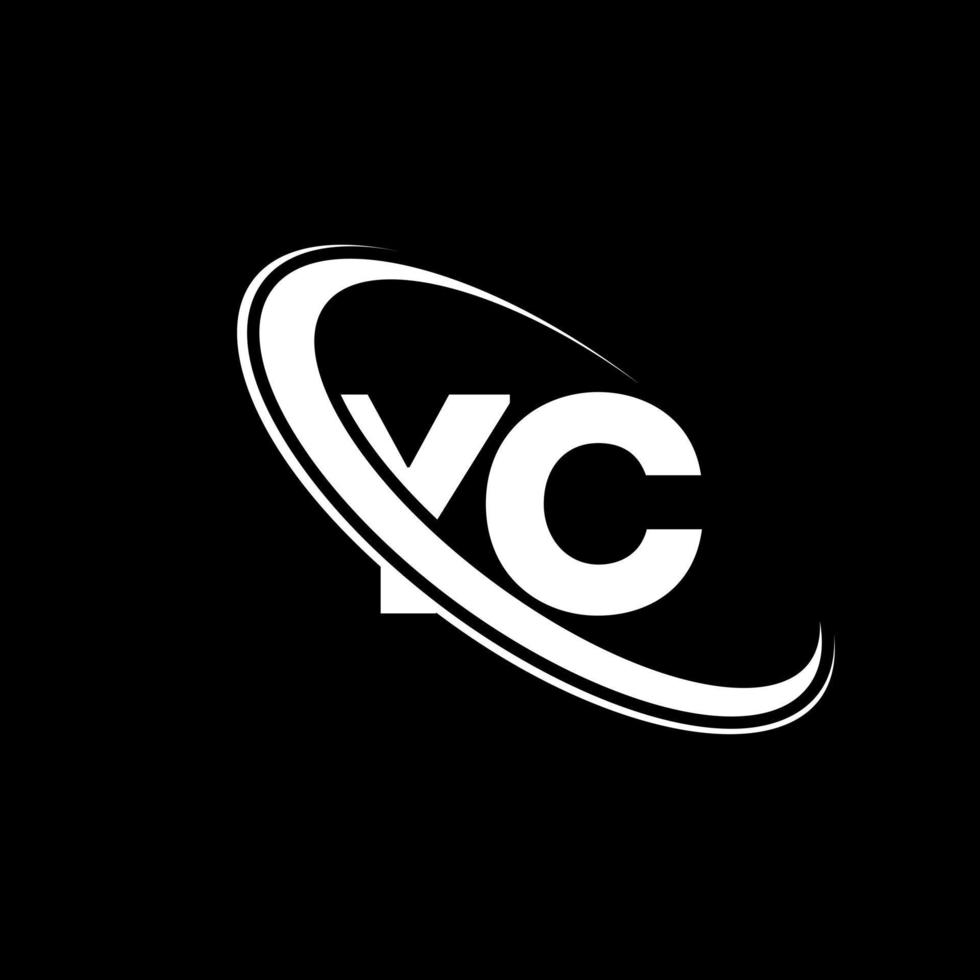 yc logotyp. y c design. vit yc brev. yc brev logotyp design. första brev yc länkad cirkel versal monogram logotyp. vektor