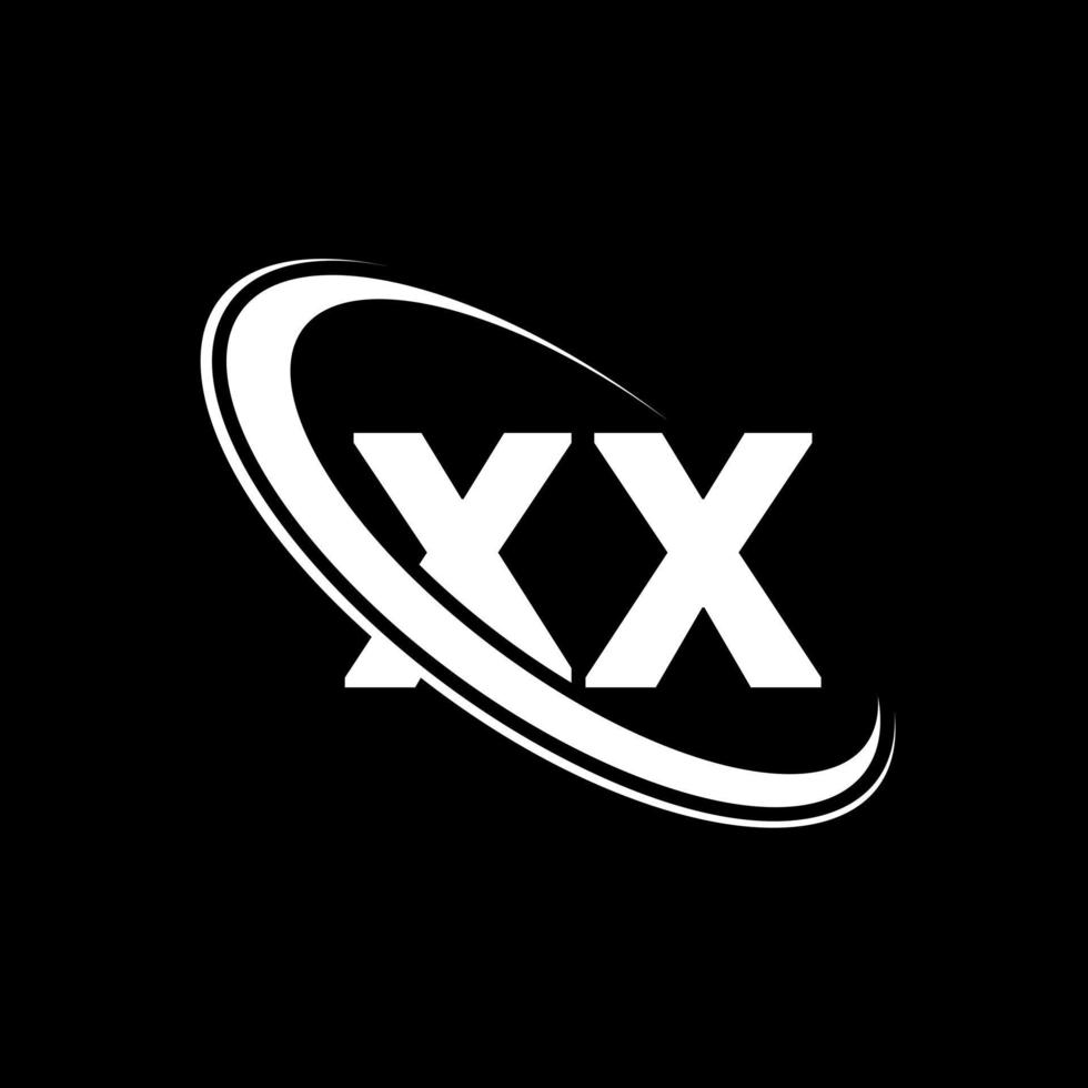 xx logotyp. x x design. vit xx brev. xx brev logotyp design. första brev xx länkad cirkel versal monogram logotyp. vektor