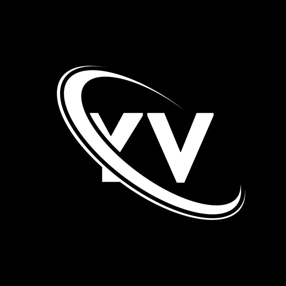 yv-Logo. YV-Design. weißer yv-buchstabe. yv-Buchstaben-Logo-Design. anfangsbuchstabe yv verknüpfter kreis monogramm-logo in großbuchstaben. vektor