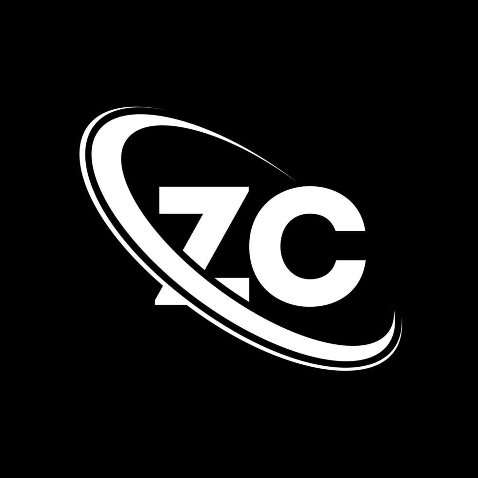 zc logotyp. z c design. vit zc brev. zc brev logotyp design. första brev zc länkad cirkel versal monogram logotyp. vektor