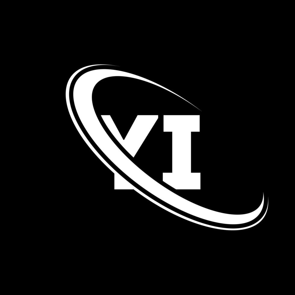 yi logotyp. y jag design. vit yi brev. yi brev logotyp design. första brev yi länkad cirkel versal monogram logotyp. vektor