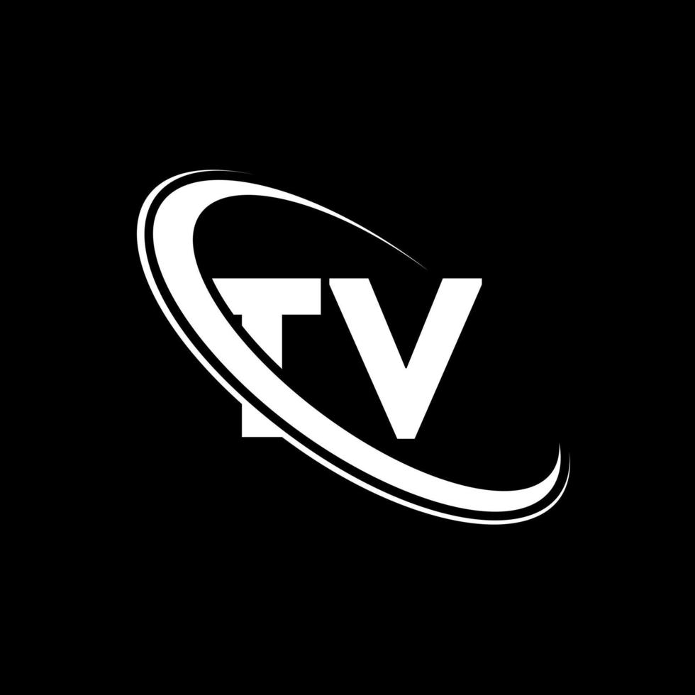 TV logotyp. t v design. vit TV brev. TV brev logotyp design. första brev TV länkad cirkel versal monogram logotyp. vektor