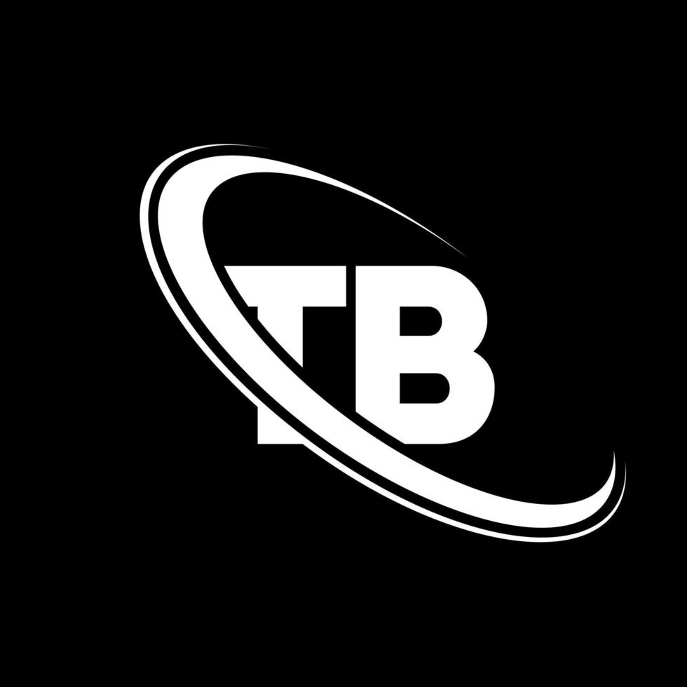 tb logotyp. t b design. vit tb brev. tb brev logotyp design. första brev tb länkad cirkel versal monogram logotyp. vektor