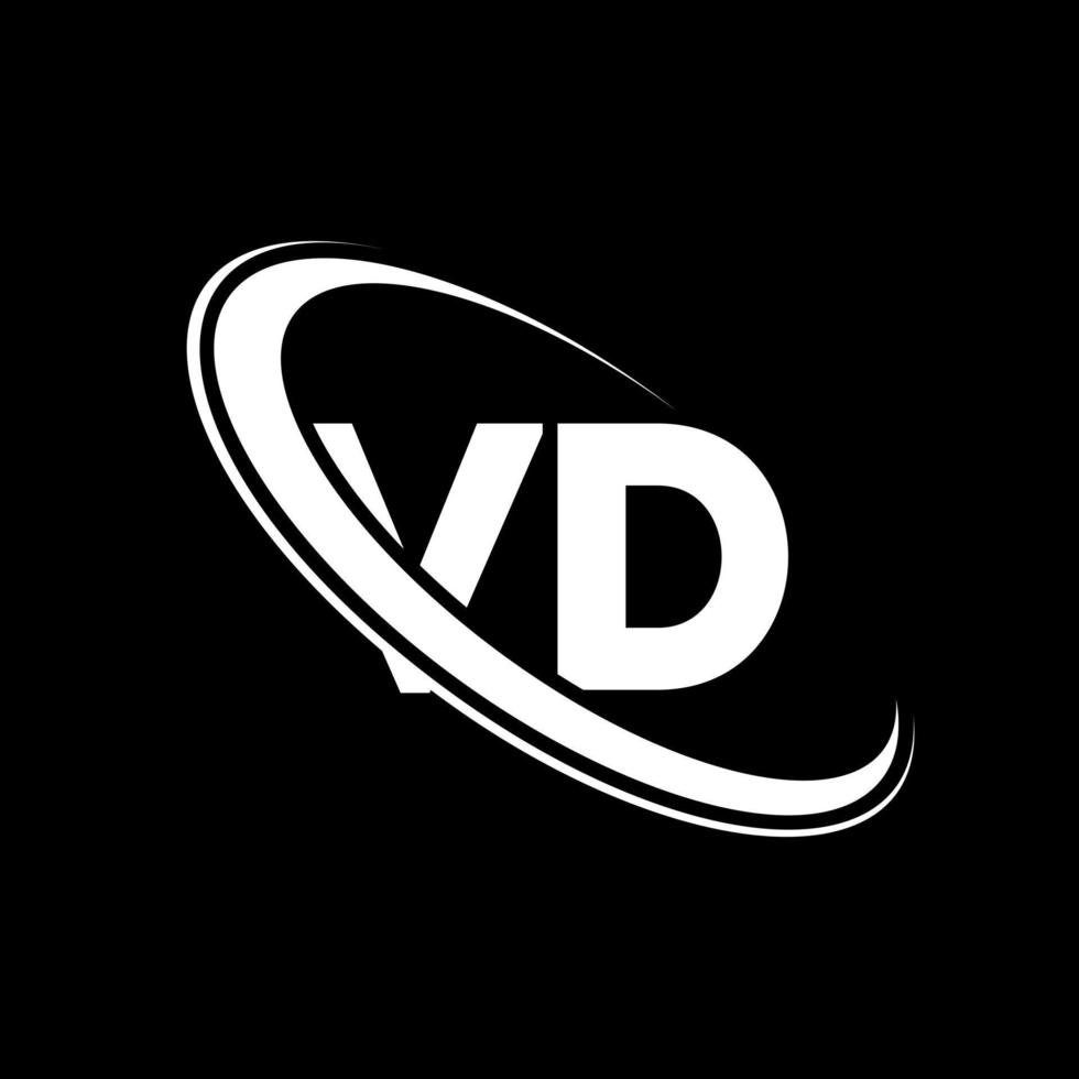 vd logotyp. v d design. vit vd brev. vd brev logotyp design. första brev vd länkad cirkel versal monogram logotyp. vektor