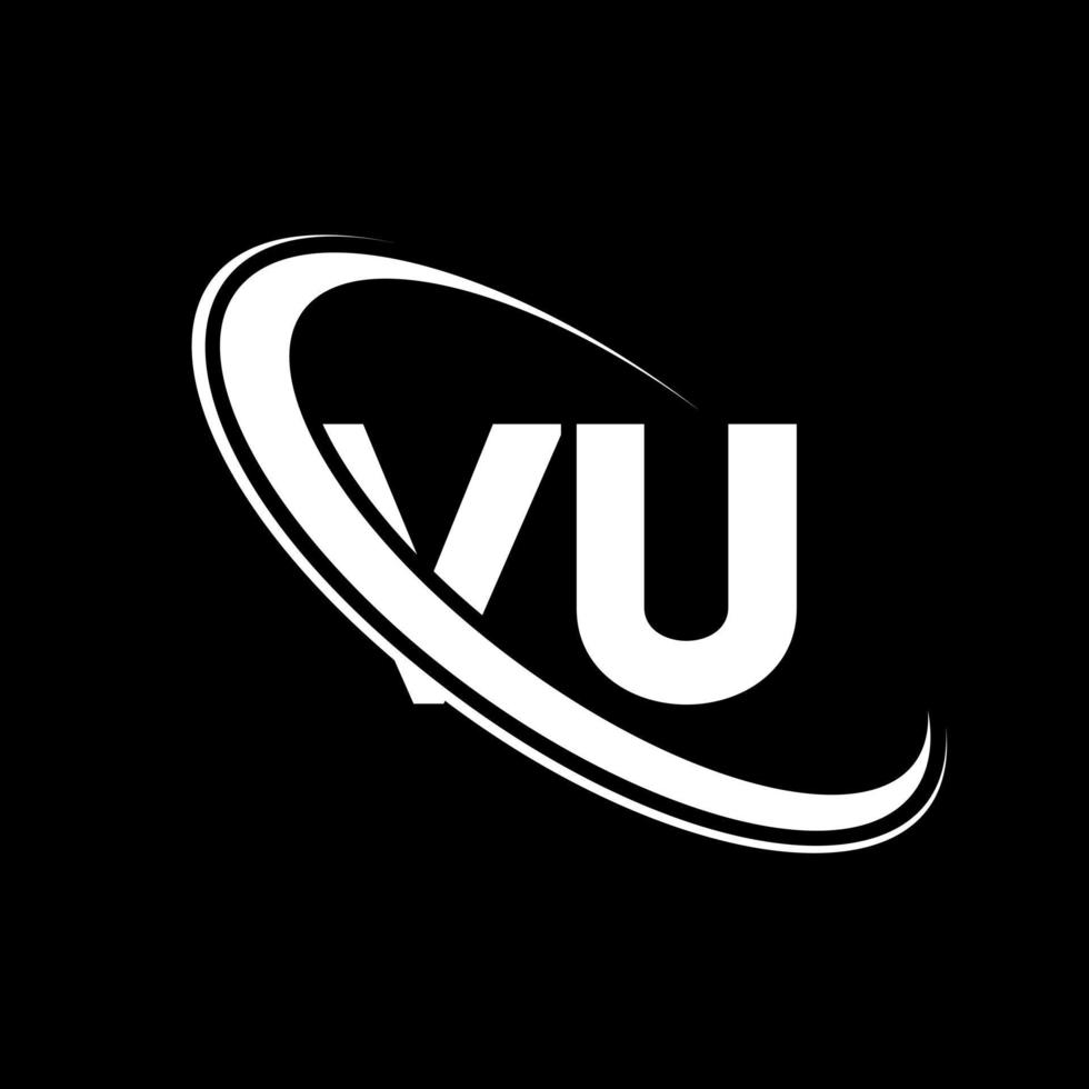 vu-Logo. vu-Design. weißer vu-buchstabe. VU-Brief-Logo-Design. Anfangsbuchstabe vu verknüpfter Kreis Monogramm-Logo in Großbuchstaben. vektor