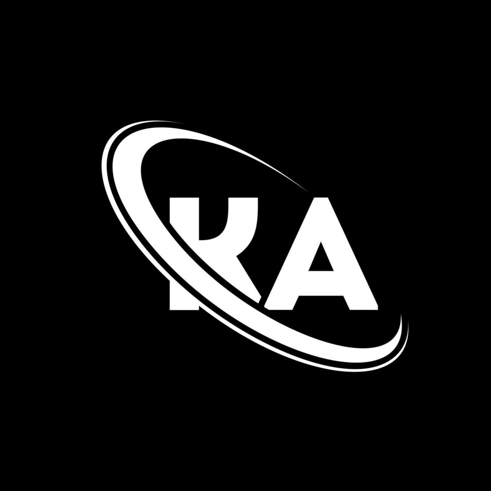 ka-Logo. ka-Design. weißer ka-buchstabe. k-Buchstaben-Logo-Design. Anfangsbuchstabe ka verknüpfter Kreis Monogramm-Logo in Großbuchstaben. vektor