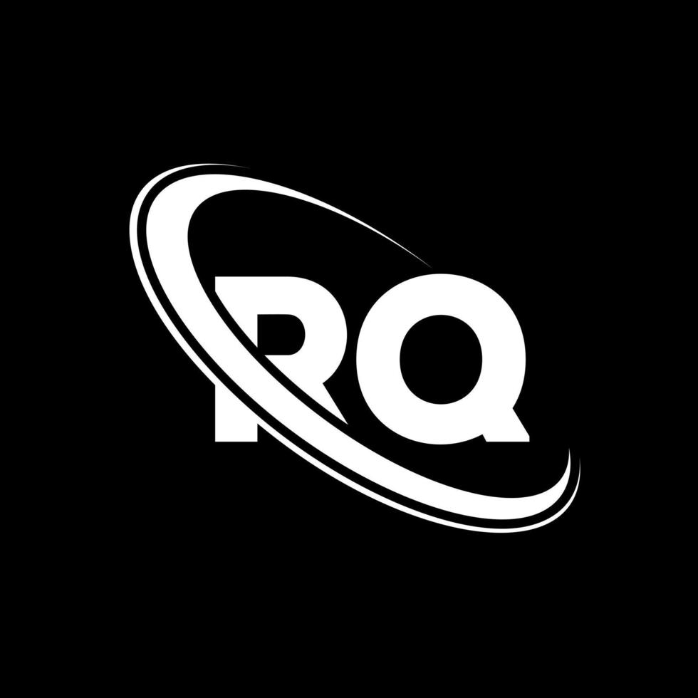 rq logotyp. r q design. vit rq brev. rq brev logotyp design. första brev rq länkad cirkel versal monogram logotyp. vektor