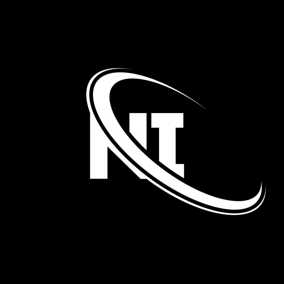 Ni-Logo. Ni-Design. weißer ni-buchstabe. ni-Buchstaben-Logo-Design. Anfangsbuchstabe ni verknüpfter Kreis Monogramm-Logo in Großbuchstaben. vektor
