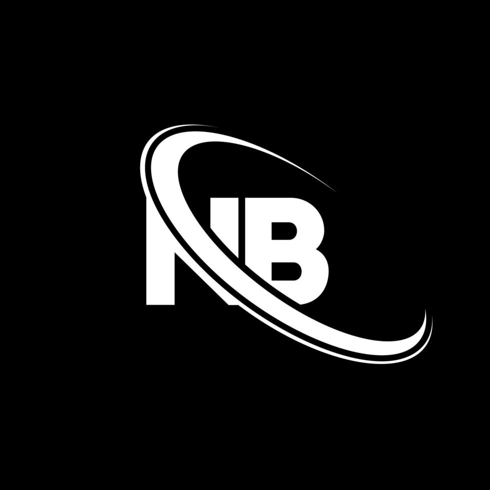 nb logotyp. n b design. vit nb brev. nb brev logotyp design. första brev nb länkad cirkel versal monogram logotyp. vektor