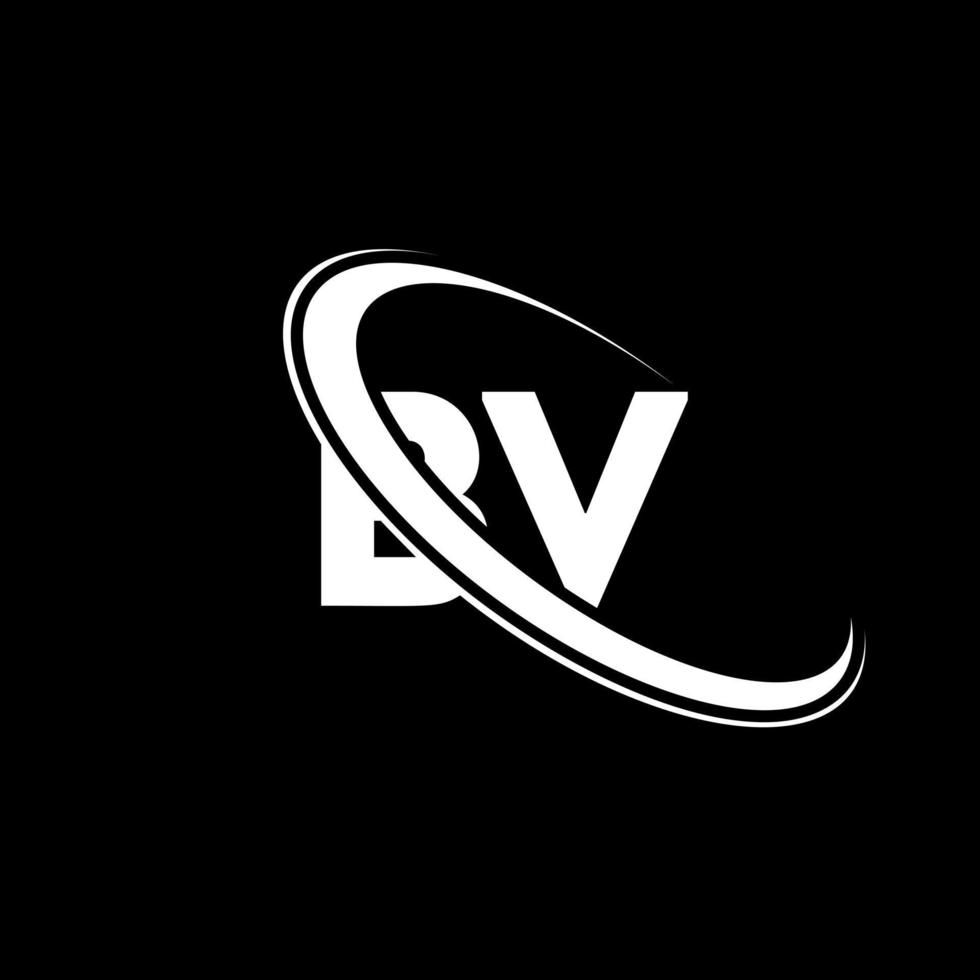 bv-Logo. bv-design. weißer bv-brief. bv-Brief-Logo-Design. Anfangsbuchstabe bv verknüpfter Kreis Monogramm-Logo in Großbuchstaben. vektor