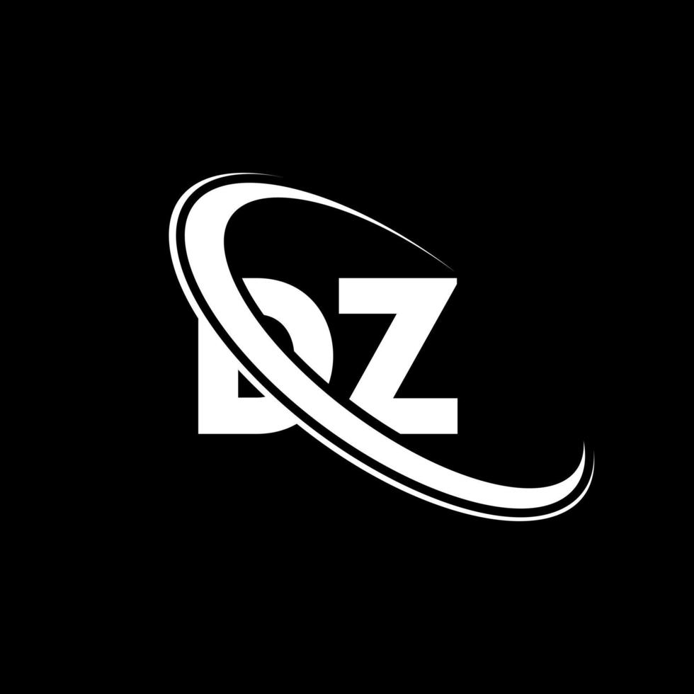 dz logotyp. d z design. vit dz brev. dz brev logotyp design. första brev dz länkad cirkel versal monogram logotyp. vektor