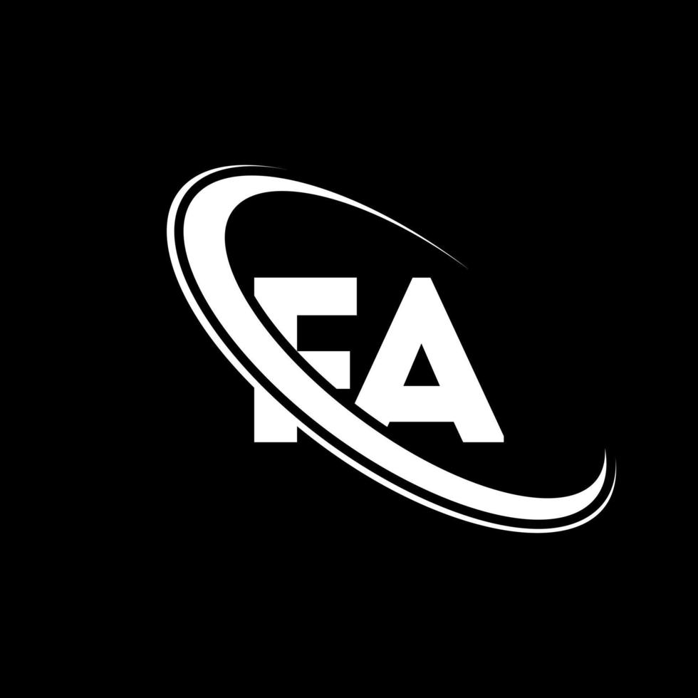 fa-Logo. Fa-Design. weißer fa-buchstabe. f-Buchstaben-Logo-Design. anfangsbuchstabe fa verknüpfter kreis monogramm-logo in großbuchstaben. vektor