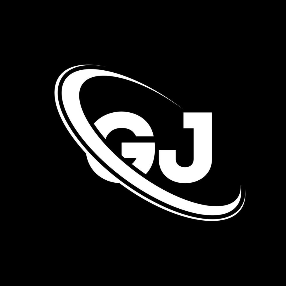 gj-Logo. gj-Design. weißer gj-buchstabe. gj-Buchstaben-Logo-Design. Anfangsbuchstabe gj verknüpfter Kreis Monogramm-Logo in Großbuchstaben. vektor