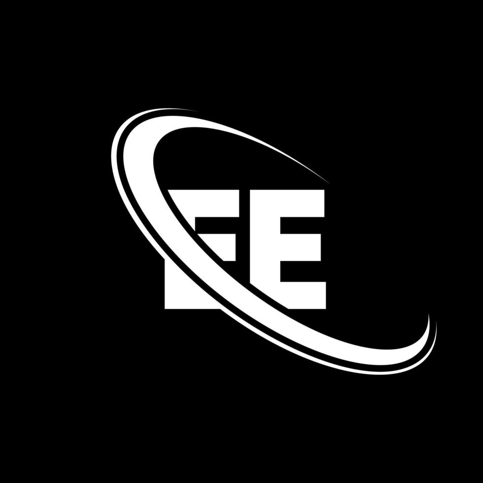 ee logotyp. e e design. vit ee brev. ee brev logotyp design. första brev ee länkad cirkel versal monogram logotyp. vektor