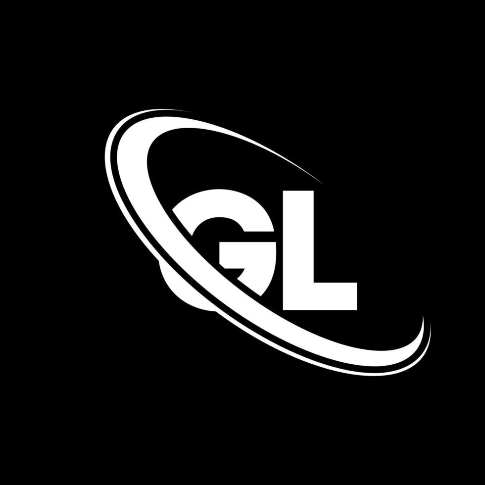 gl logotyp. g l design. vit gl brev. gl brev logotyp design. första brev gl länkad cirkel versal monogram logotyp. vektor