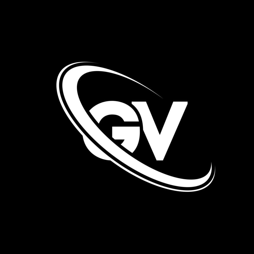 gv-Logo. GV-Design. weißer gv-buchstabe. GV-Brief-Logo-Design. Anfangsbuchstabe gv verknüpfter Kreis Monogramm-Logo in Großbuchstaben. vektor