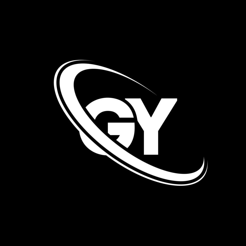 gy-Logo. Gy-Design. weißer gy-buchstabe. Logo-Design mit Gy-Buchstaben. Anfangsbuchstabe gy verknüpfter Kreis Monogramm-Logo in Großbuchstaben. vektor