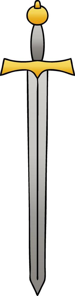 skurriles, mit Farbverlauf schattiertes Cartoon-Schwert vektor