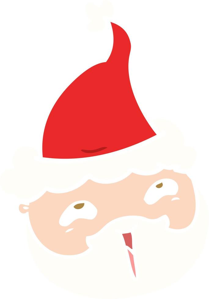 Flache Farbdarstellung eines männlichen Gesichts mit Bart und Weihnachtsmütze vektor