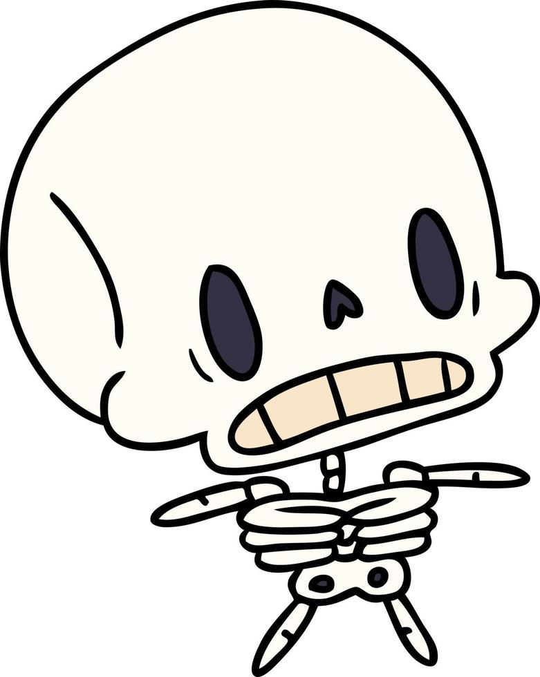 cartoon kawaii süßes totes skelett vektor