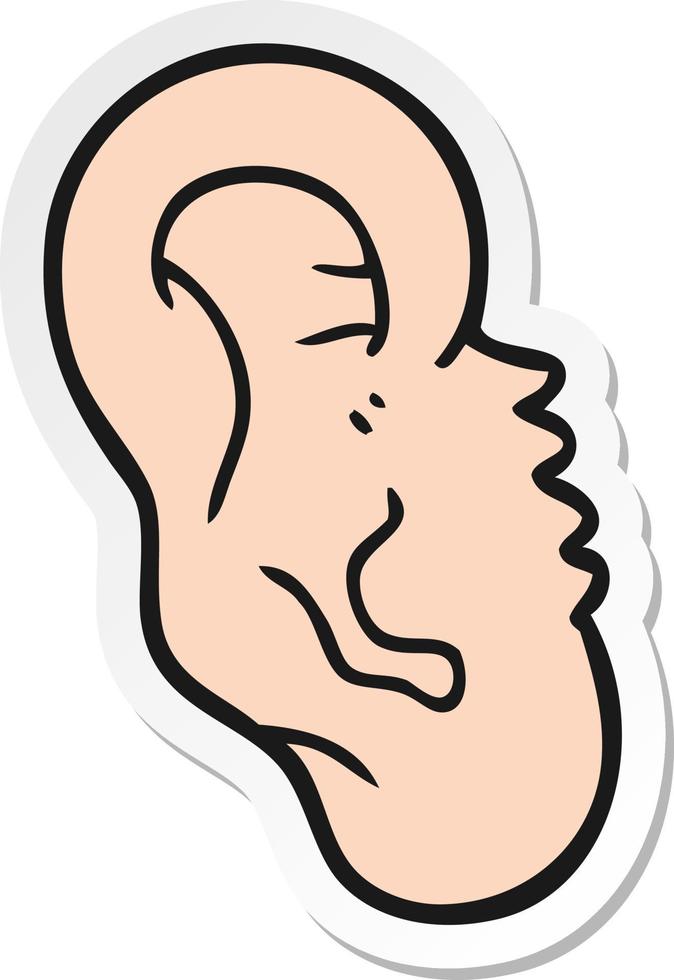 Aufkleber eines Cartoon menschlichen Ohrs vektor