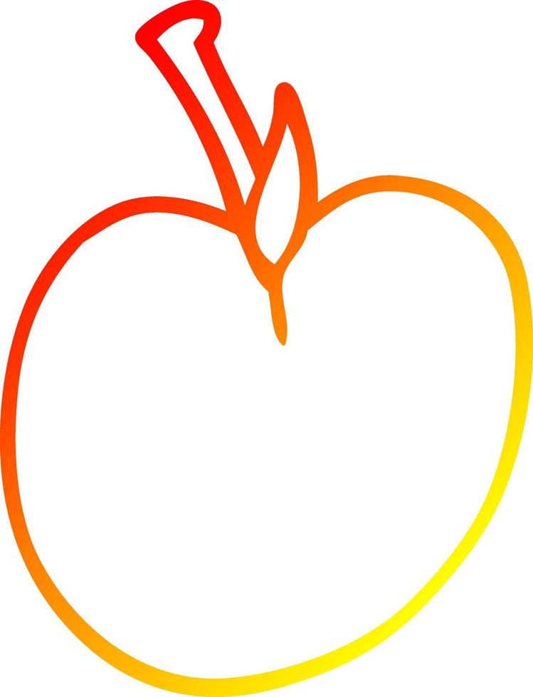 värma lutning linje teckning tecknad serie av ett äpple vektor