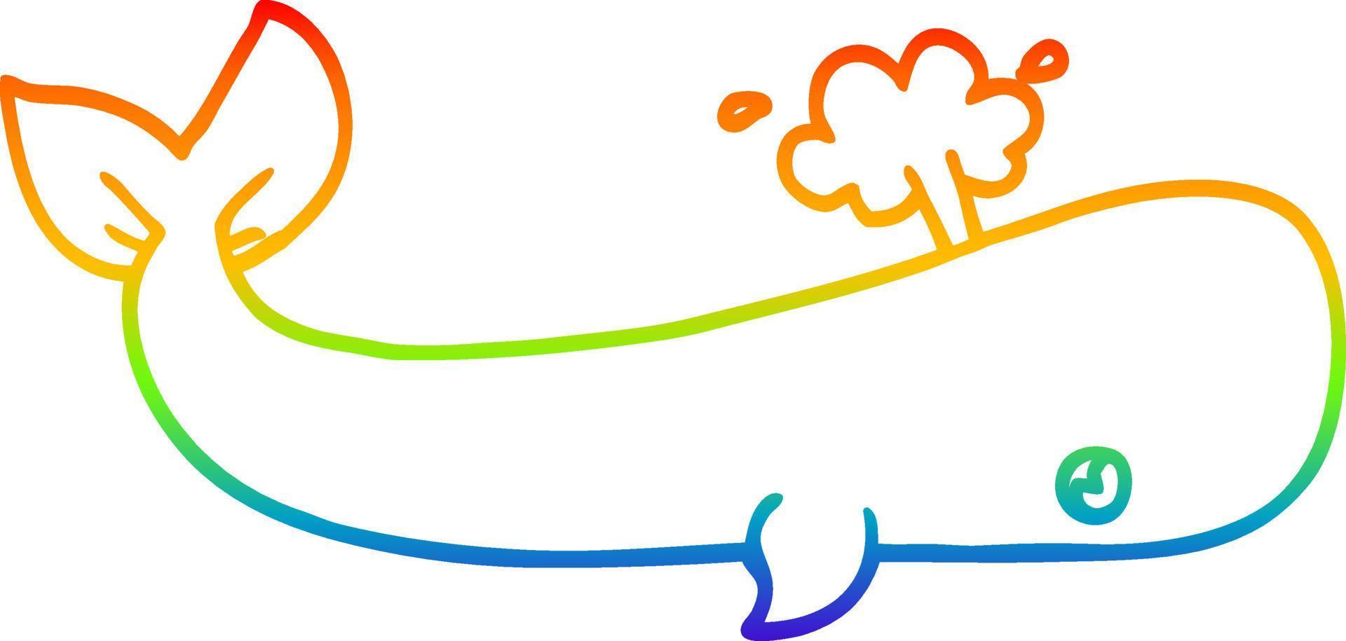Regenbogen-Gradientenlinie, die Cartoon-Seewal zeichnet vektor