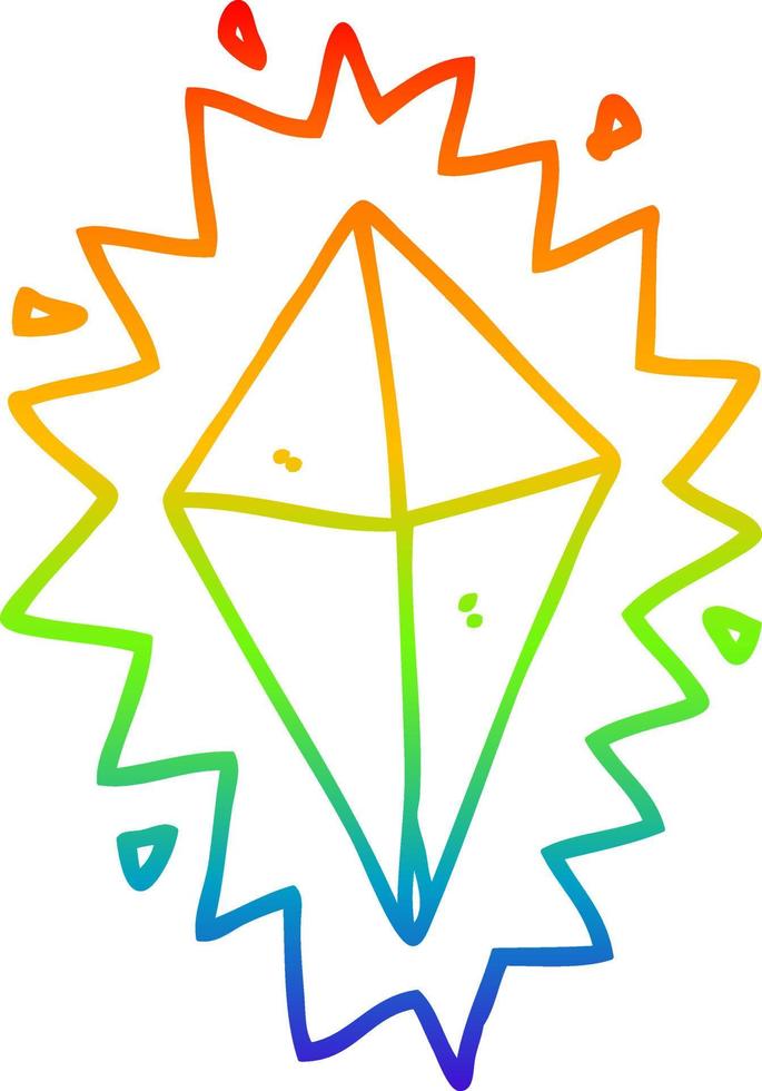 Regenbogen-Gradientenlinie Zeichnung Cartoon-Diamant vektor