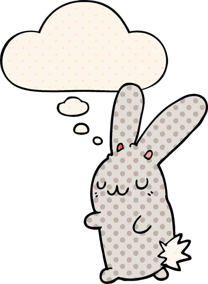 niedliches Cartoon-Kaninchen und Gedankenblase im Comic-Stil vektor