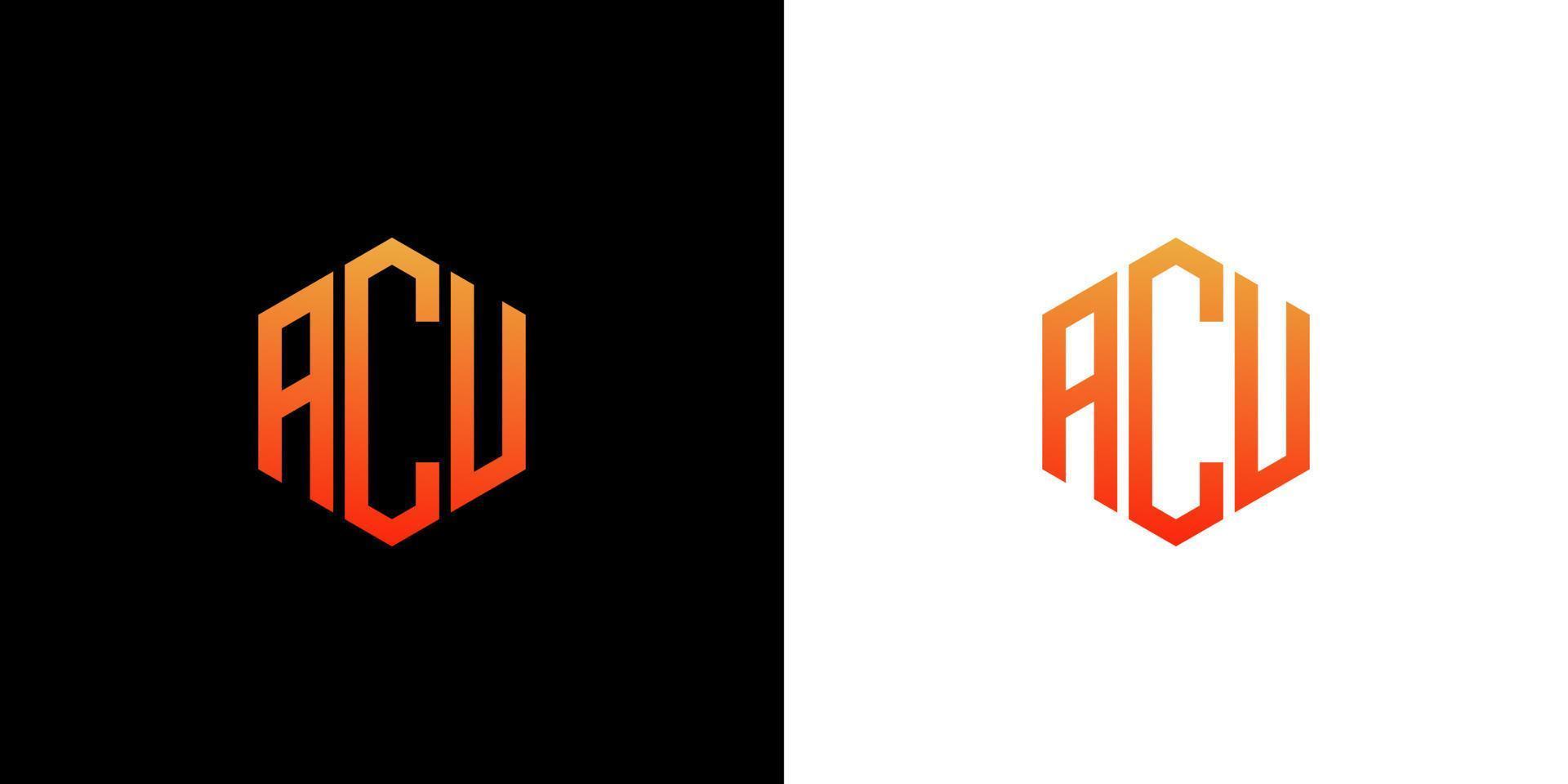 acu brev logotyp design polygon monogram ikon vektor mall