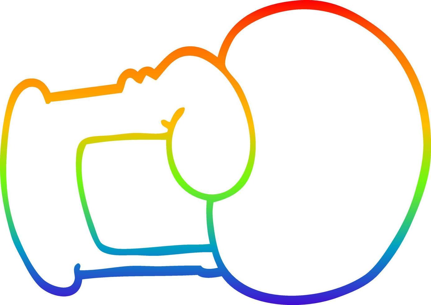 Regenbogen-Gradientenlinie Zeichnung Cartoon-Boxhandschuh vektor