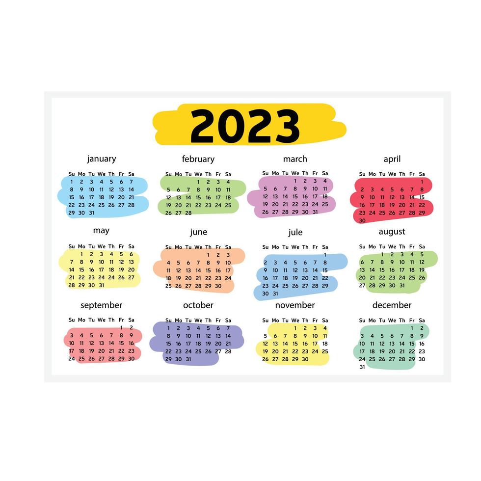 kalender för 2023 isolerat på en vit bakgrund. hand dra element vektor