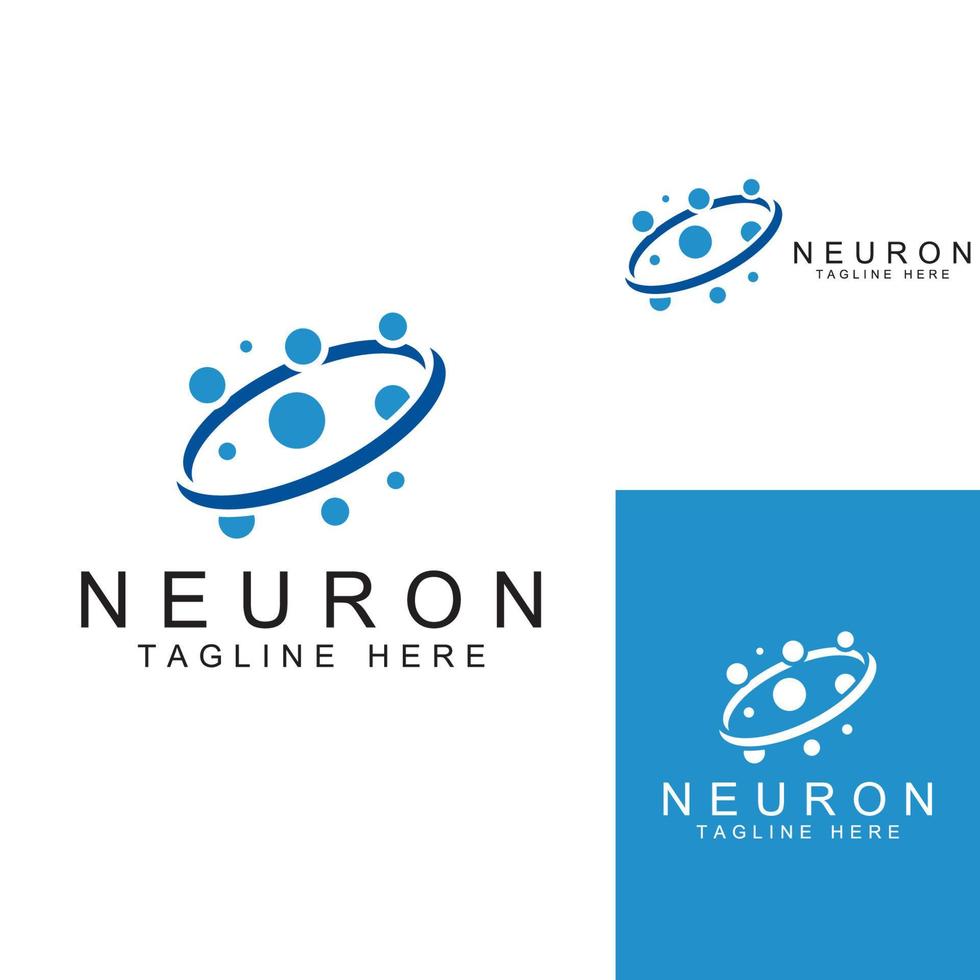 nervcell logotyp eller nerv cell logotyp med begrepp vektor illustration mall.