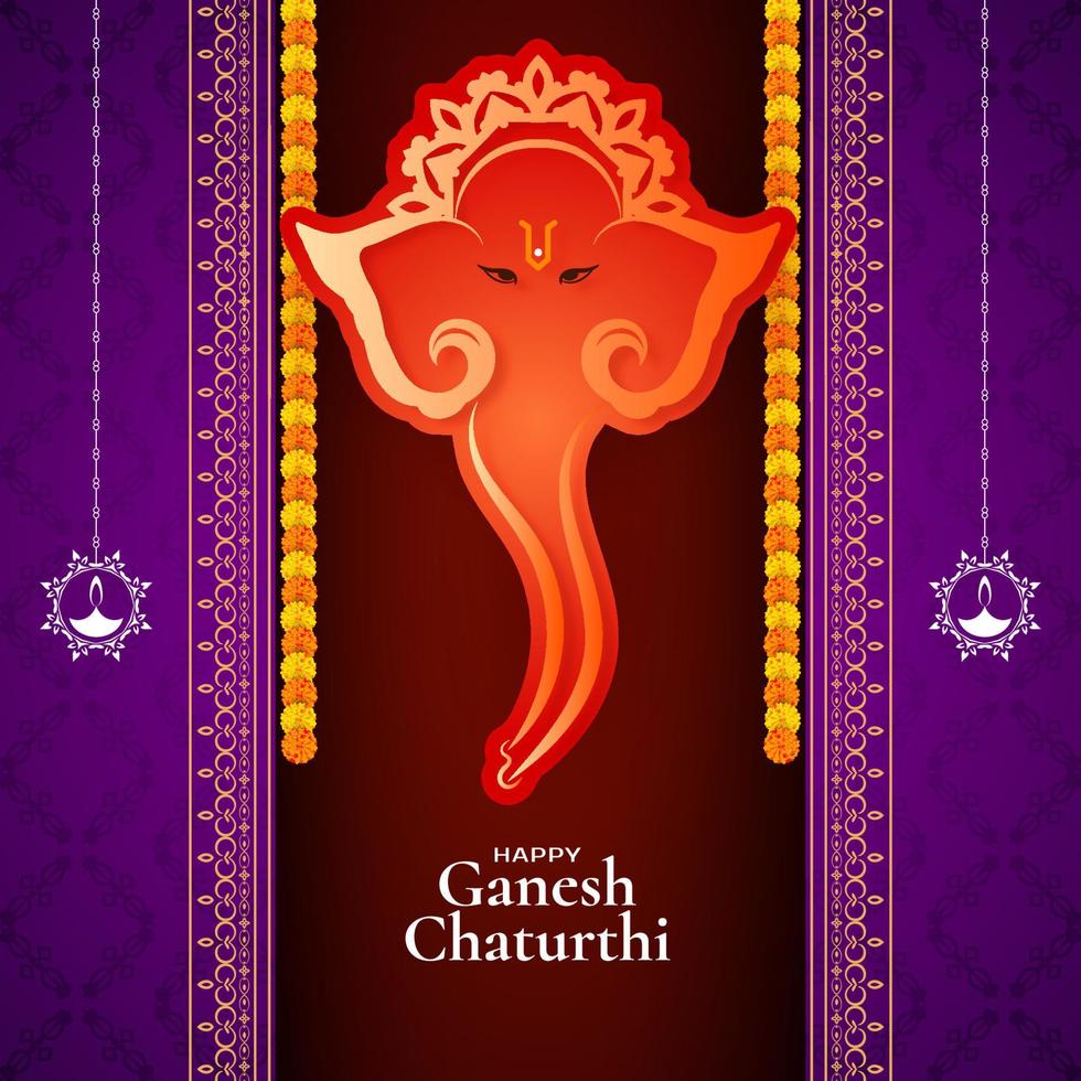religiös indisk festival Lycklig ganesh chaturthi hälsning kort design vektor