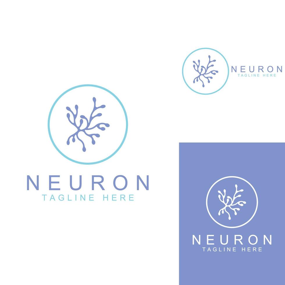 neuronenlogo oder nervenzellenlogo mit konzeptvektorillustrationsschablone. vektor