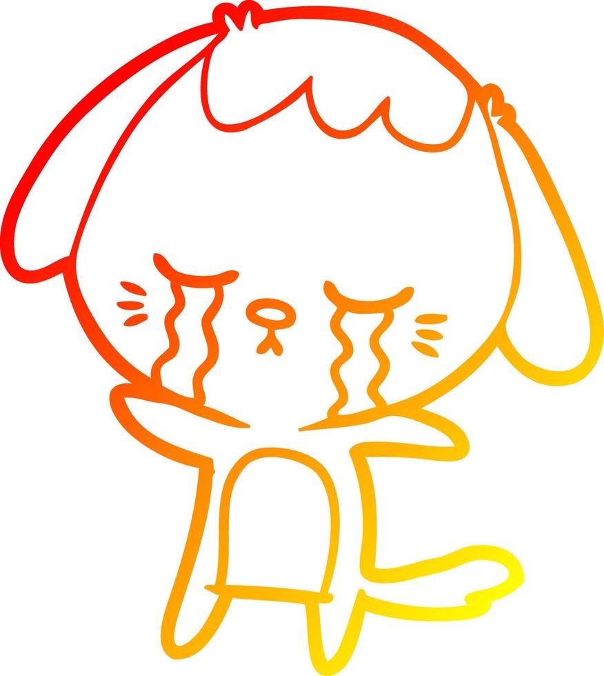 warme Gradientenlinie Zeichnung Cartoon weinender Hund vektor